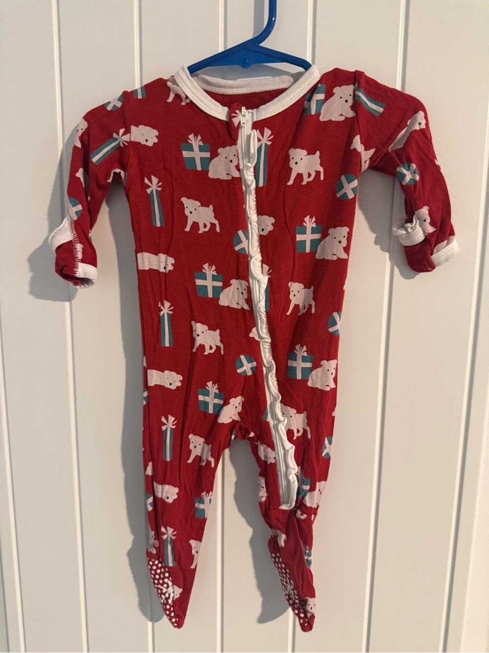 Kickee Pants Holiday Polar Bear Bamboo Footie Sleeper 0-3M